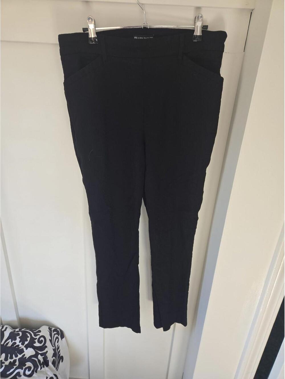 Hilary Radley Women's Black Textured Slim Leg Pull-On Trousers Size L